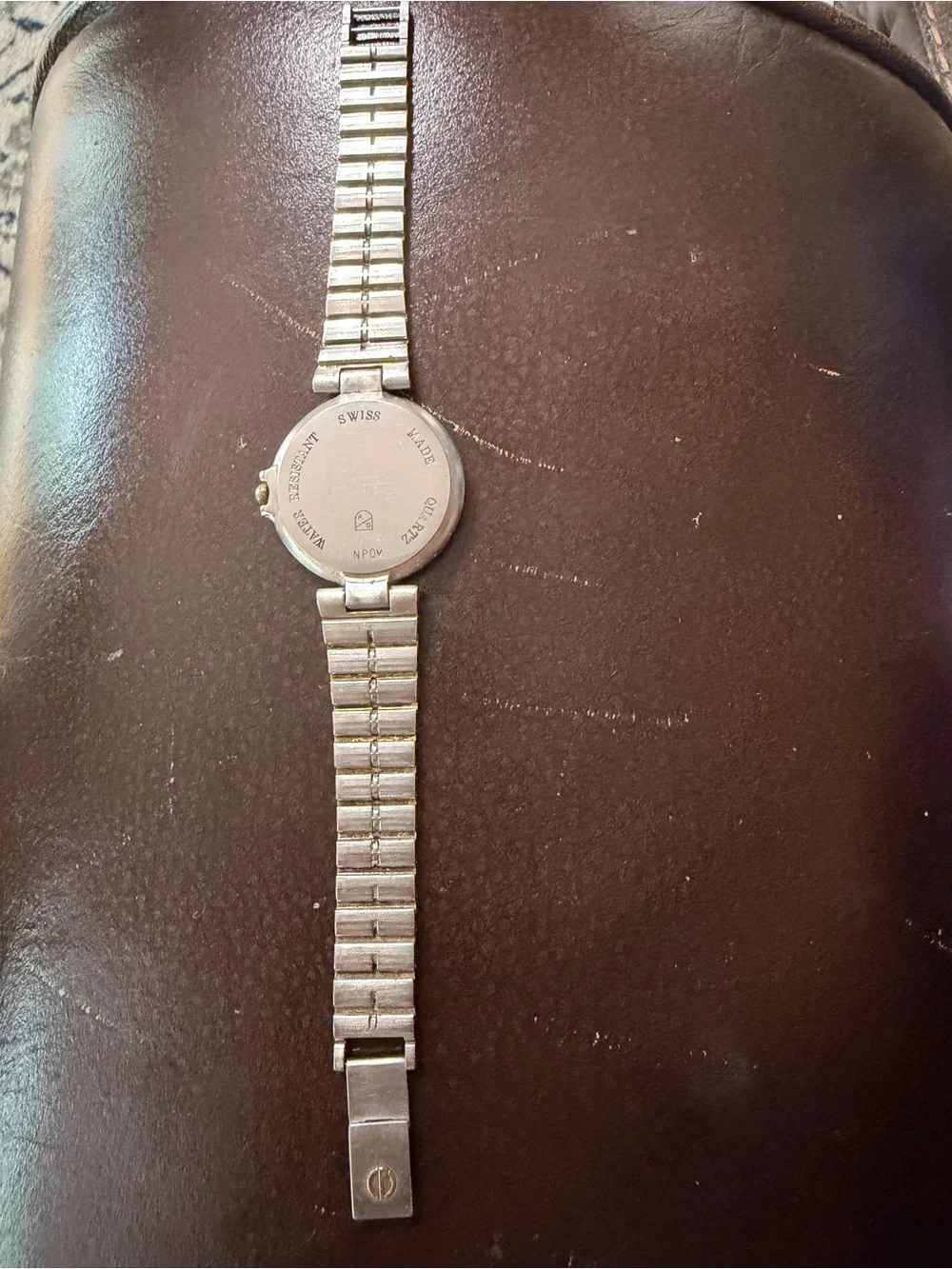 Dunhill Silver-Tone Watch with Black Dial and Crystal Markers